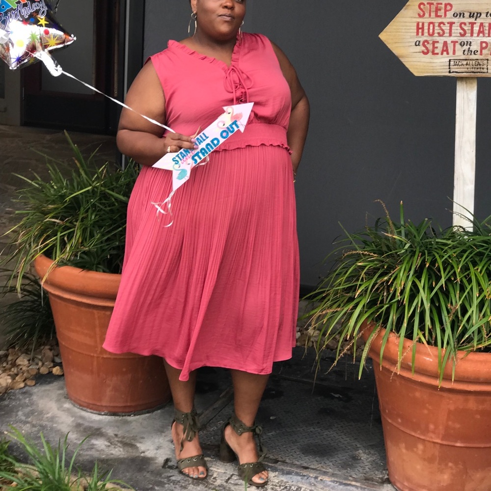 Lane Bryant Pink ruffle flowy dress